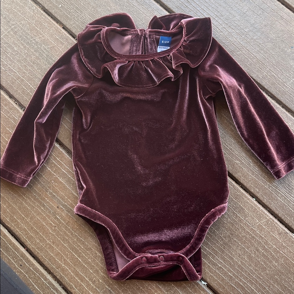 Old Navy Burgundy Velvet Baby Bodysuit